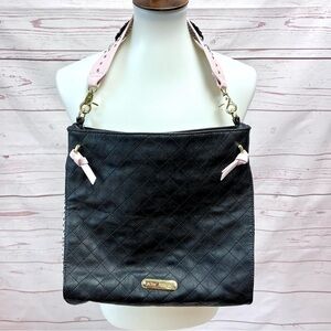 Betsey Johnson Quilted Faux Leather Flower Handle Animal Print Tote Bag